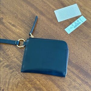 NWT Madewell Black Leather Zip Wristlet with Gold Zipper